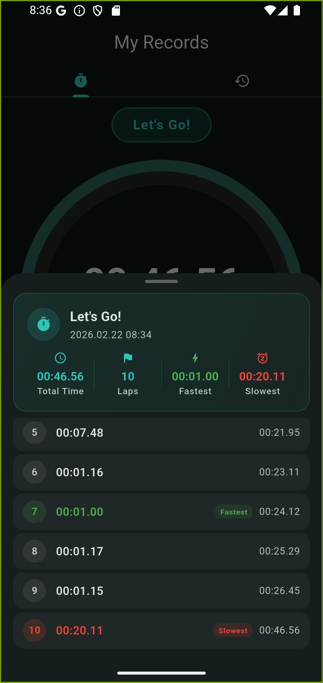 Stopwatch Record Detail