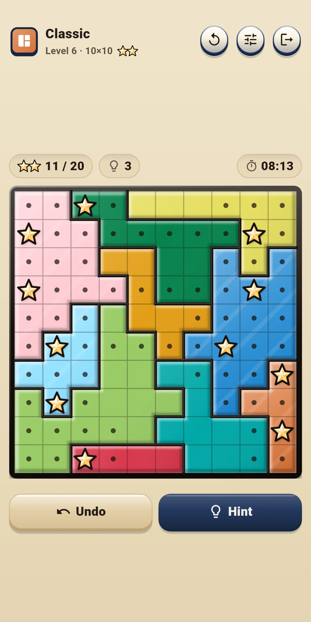 Classic — playing a two-star 10×10 board