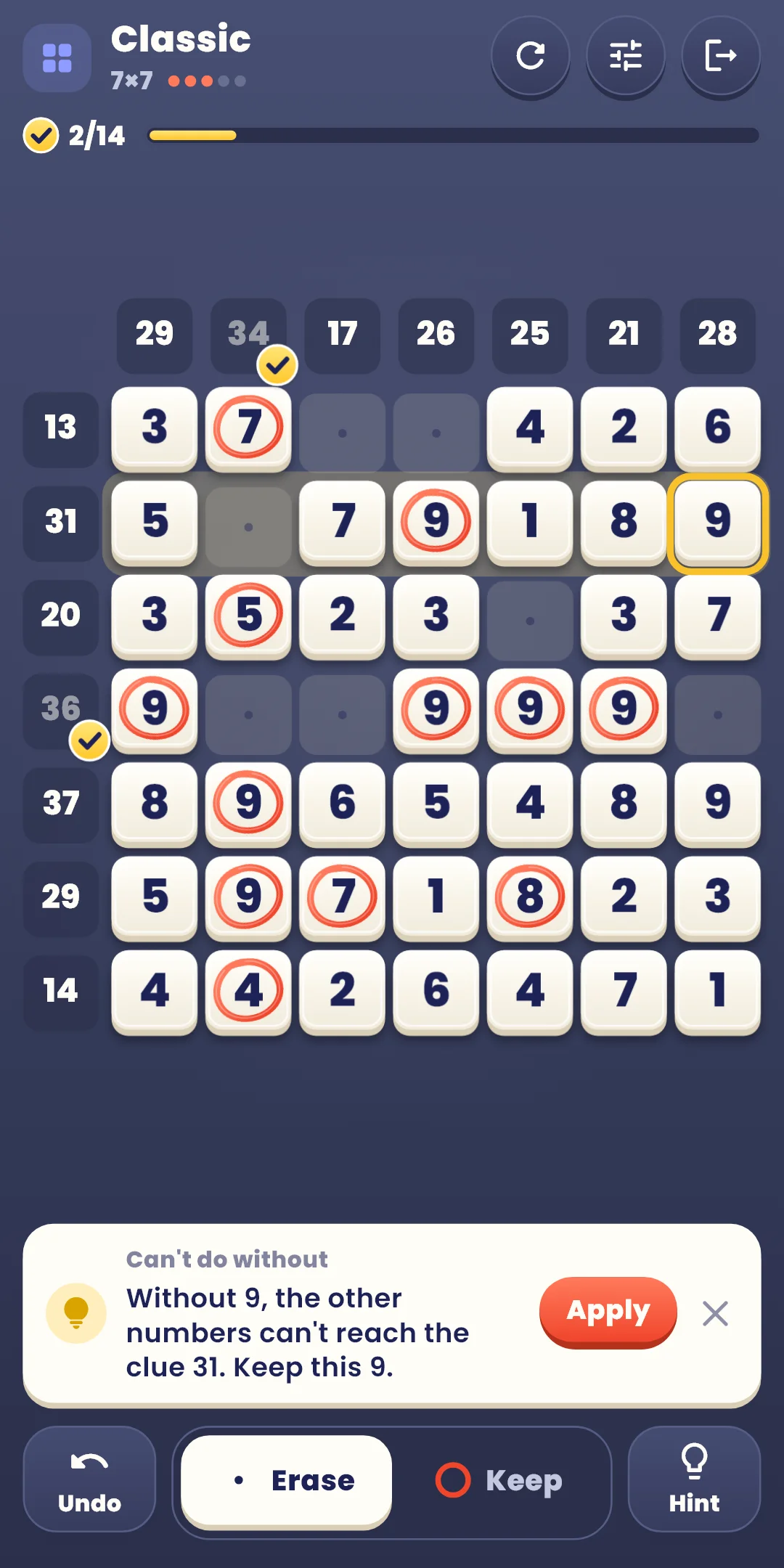 Classic — a hint with its reason