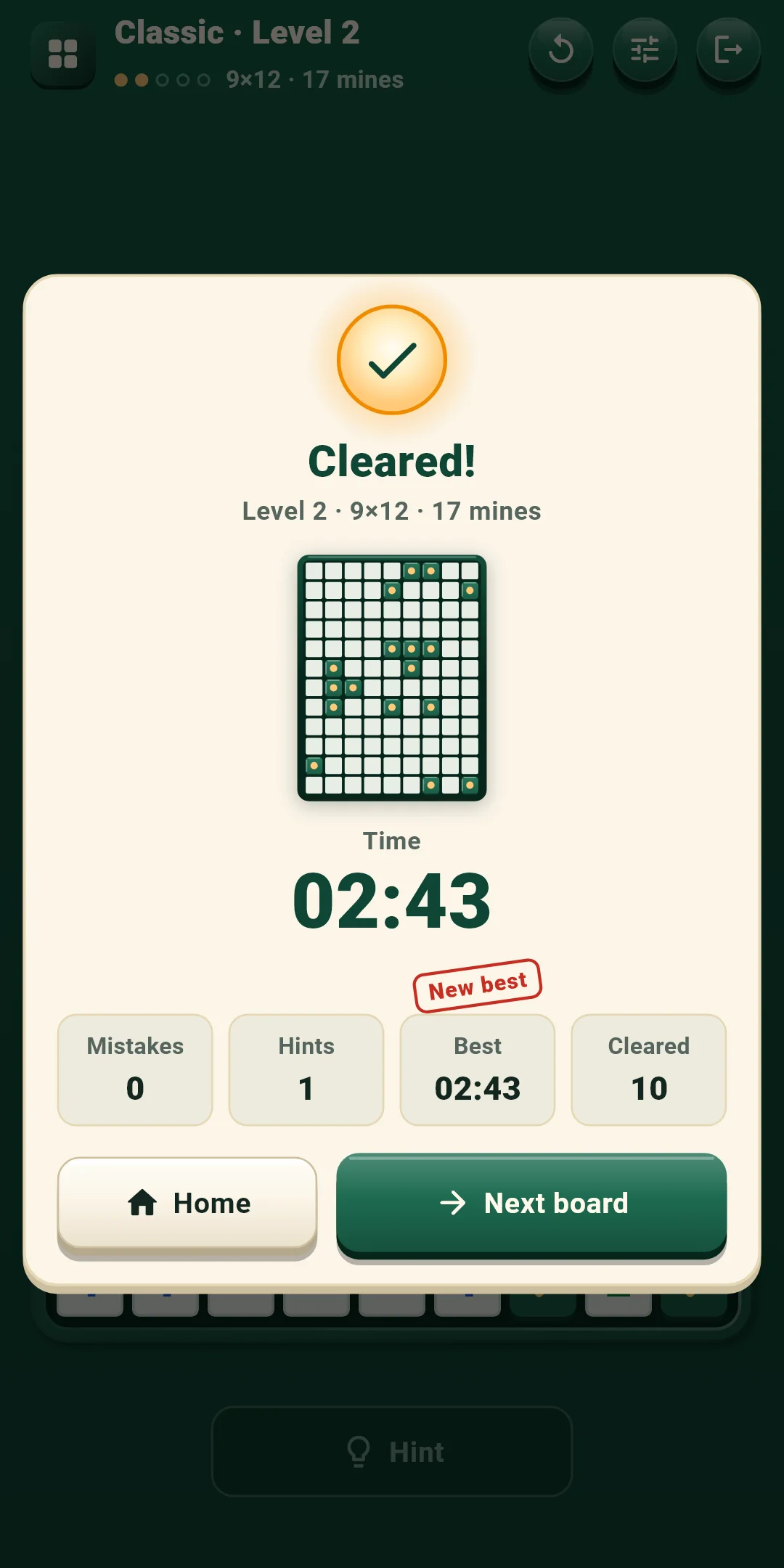 Classic — cleared (new best)