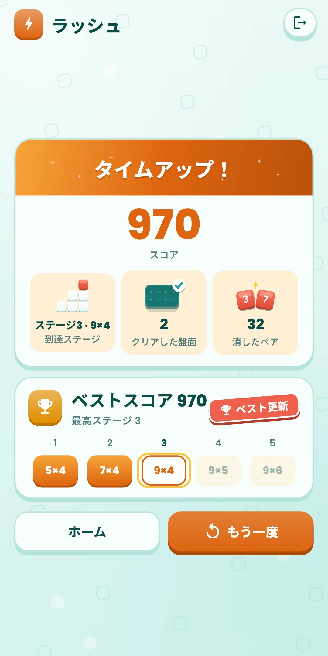 ラッシュ — 結果(ベスト更新)